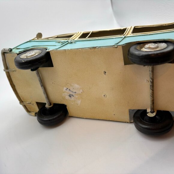 Vintage Old Fashioned Retro Beach Travel Van Metal Model Blue/White - Picture 15 of 16